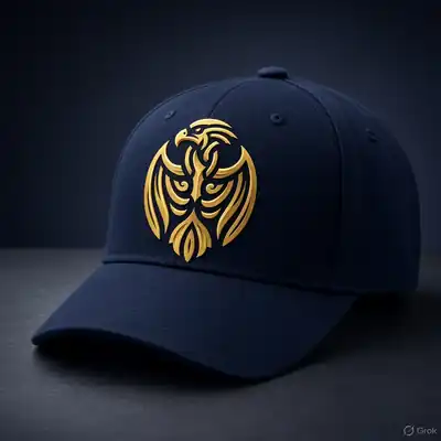 Navy Operator Cap with gold embroidered Condor crest, studio shot